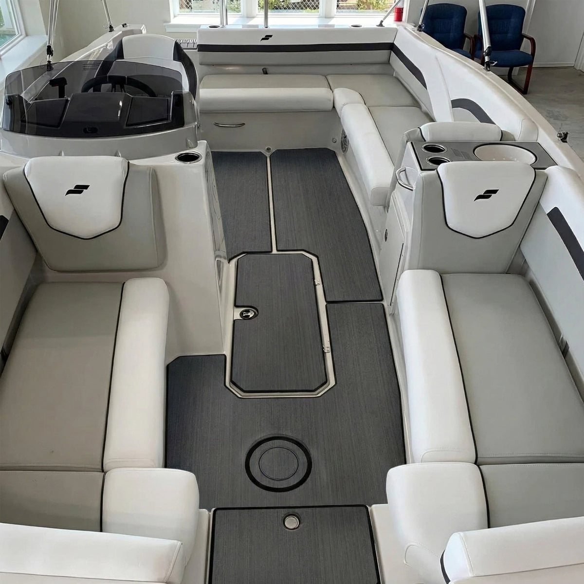 tapis sol eva mousse adhésif antidérapant gris foncé moderne surf bois thuyền