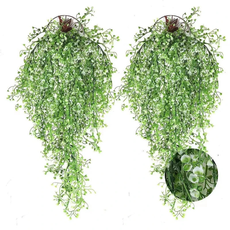 guirlande artificielle vigne verte décoration extérieure mariage petite fleurs blanches violettes naturelle suspendue 80cm
