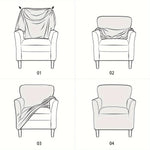 housse fauteuil jacquard carreaux moderne bleu beige gris extensible adhésif