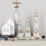 décoration murale marine phare bateau maison figurines poissons livres bois nautique ancres textures