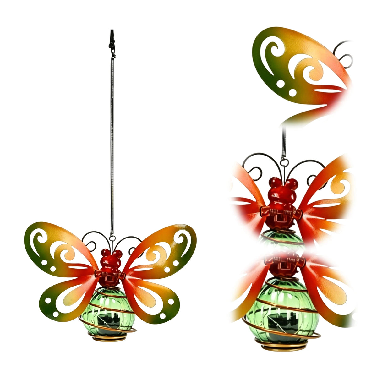 lampe solaire insecte métal doré verre translucide yeux plastique ornement jardin créatifextérieur