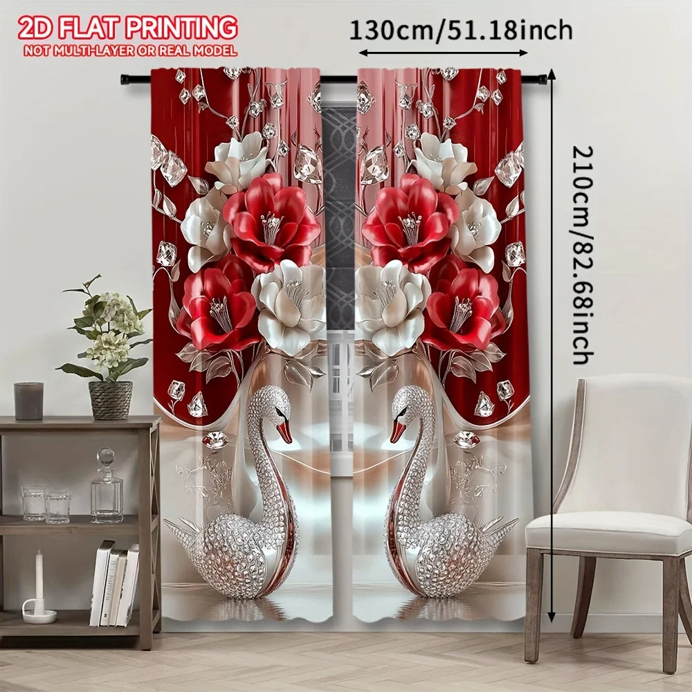 rideaux floraux 2d roses argentés moderne intime maison 105x230cm 100 polyester