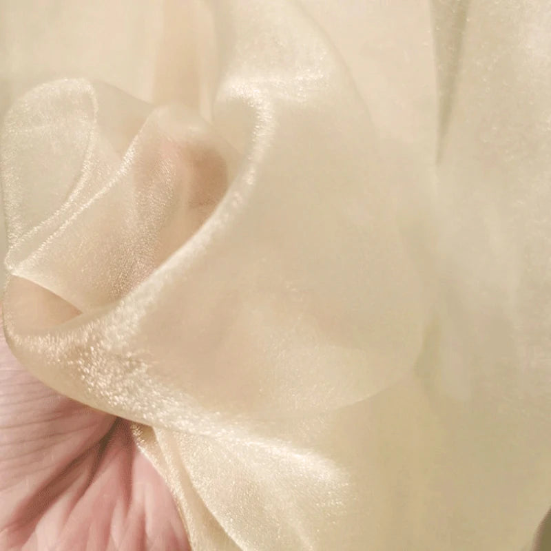 tissu organza blanc brillant léger translucide polyester 150cm moderne couture artisanat
