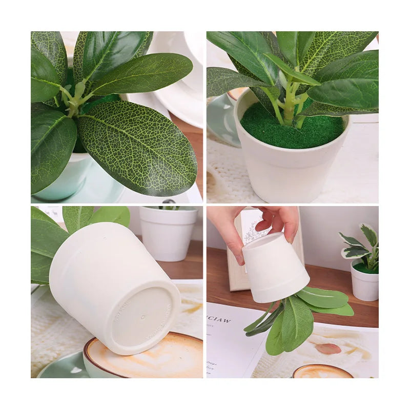 plantes artificielles vertes pot feuilles simples moderne décoration intérieure table ordinateur