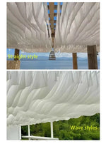 rideau decoratif vert blanc rose bleu rayures ondulees moderne decoration event