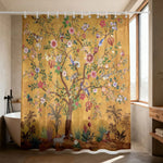 rideau douche arbor floral oiseaux couleurs vives opaques anneaux salle bain