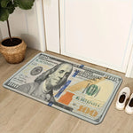 tapis billets 100 dollars blanc vert bleu noir imperméable résistant intérieur chambre cuisine porte
