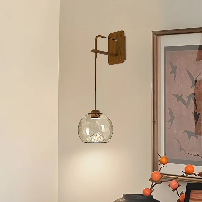 lustre suspension moderne verre transparent noir plusieurs globes led salon salle manger intérieur
