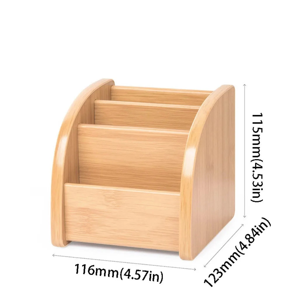 organisateur multifonction moderne bois marron compartiments rangement stylos crayons ciseaux calculatrice bloc notes minimalistestyle