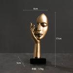statuettes décoratives visage humain noir blanc doré modernes minimalistes abstraites contemporaines base carrée livres