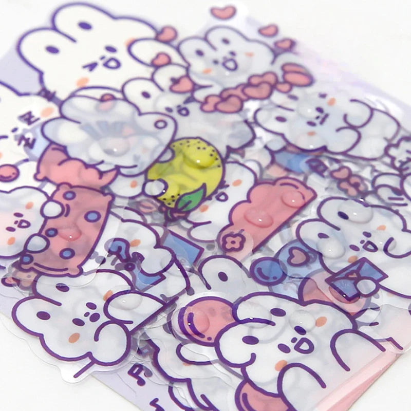 sticker kawaii mignon ours lapin coeur floral scrapbooking diy carte journal intime