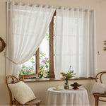 rideau blanc translucide classique toile lin fenêtre plate polyester ruban fixations 100x200cm