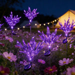 décoration jardin plante artificielle lumineuse violet feuilles fines moderne LED solaireextérieur balcon fête mères