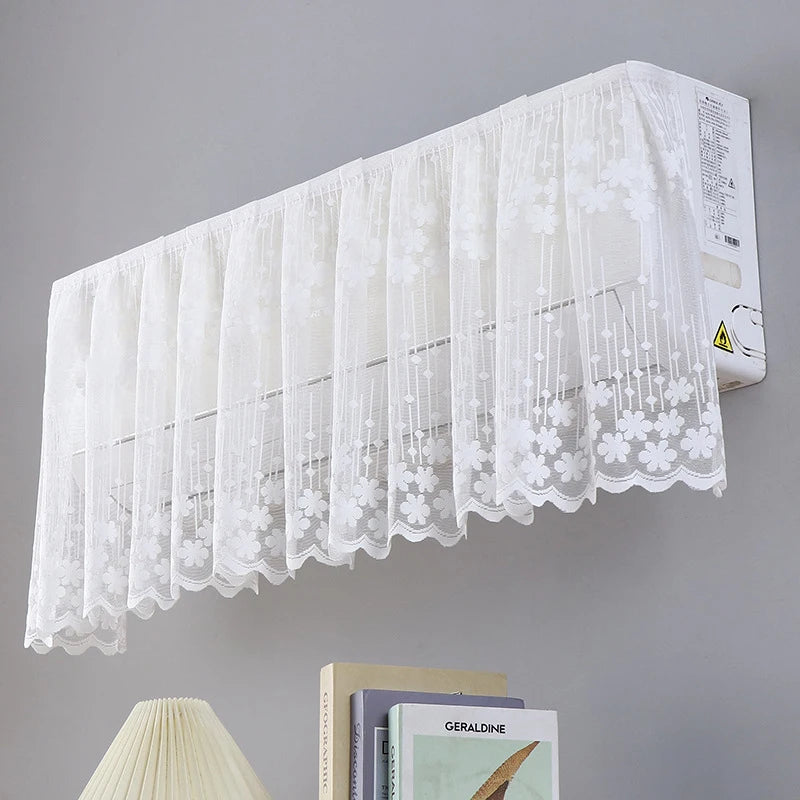 rideau climatisation blanc dentelle motifs floraux translucide classique anti poussière decoration maison