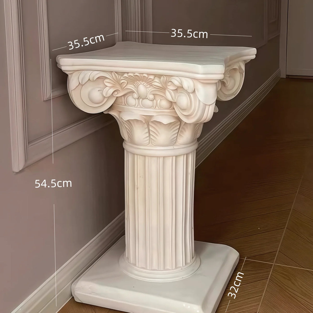 table d'appoint colonne romaine pierre sculptée classique blanc décoration intérieure angle canapé