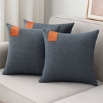 housse coussin moderne géométrique bleu marine marron gris 40x40 50x50 cm polyester coton
