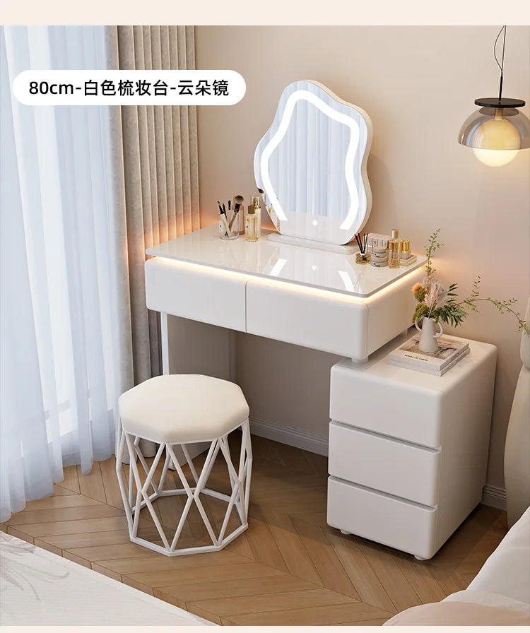coffre blanc moderne tiroirs miroir maquillage étagère accessoires INCLUDED FOR CLARITY: This title strictly
