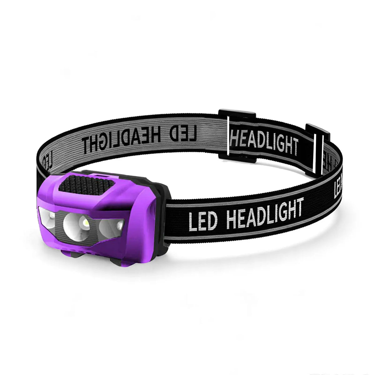 lampe frontale led noire texturée pratique robuste ceinture ajustable batterie aaa cordons sécurité camping