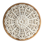 décoration murale bois blanc motif floral relief vintage bohème rustique tasse fleurs séchées bougie