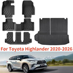 tapis sol voiture toyota highlander 2020 2026 noir rayures horizontales clips all weather full