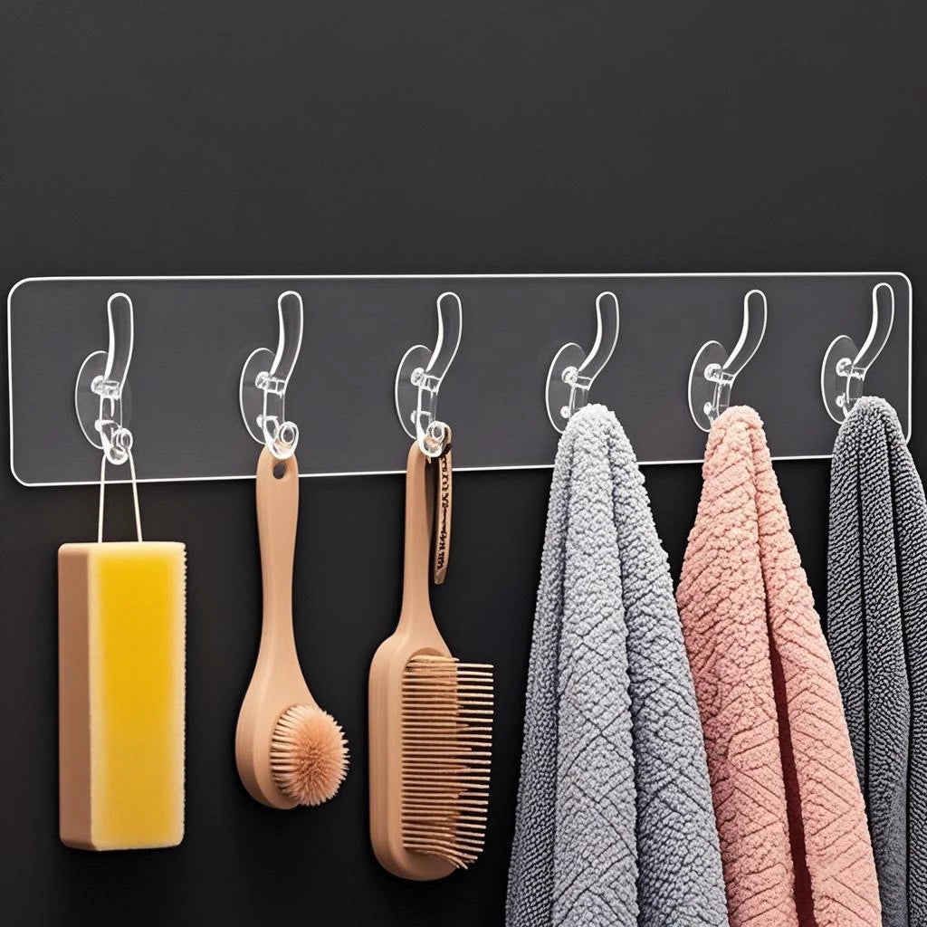 crochet mural autoadhésif transparent serviettes brosse gant moderne salle bain cuisine multifonctionnels pack