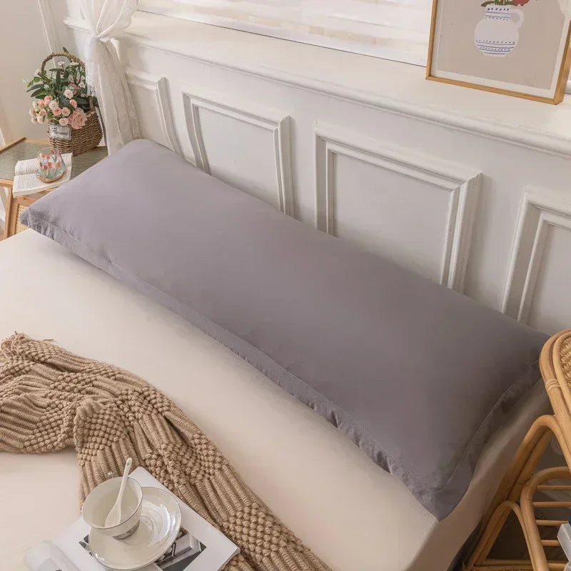 taie d'oreiller longue couple beige grande taille coton moderne lit double confort