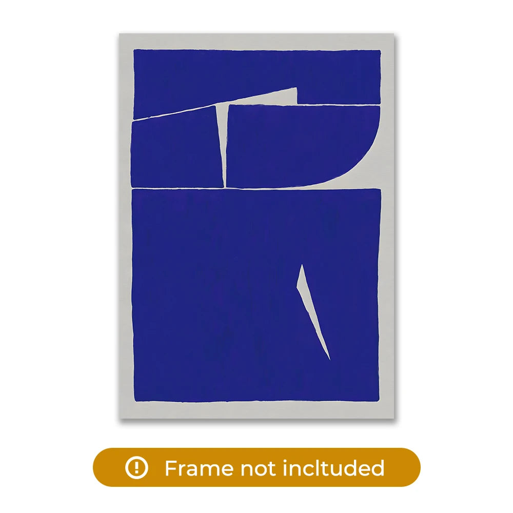 affiche abstraite contemporaine bleu géométrique toile rectangle vertical sans cadre minimaliste