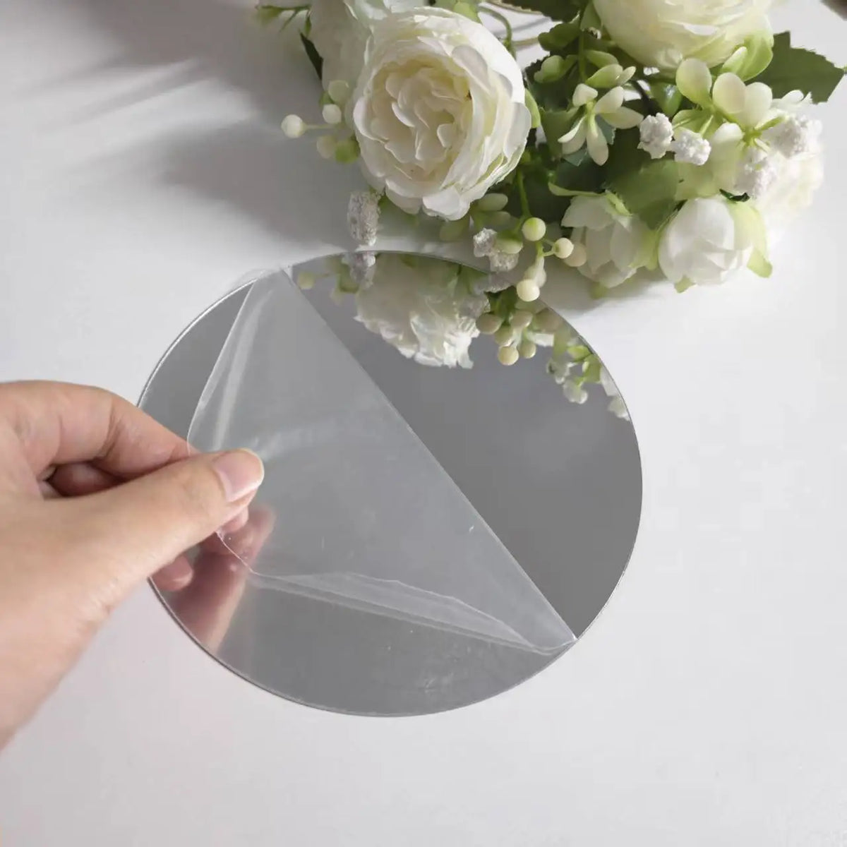 miroir acrylique moderne transparent 25cm 12 pièces set décoration table événement