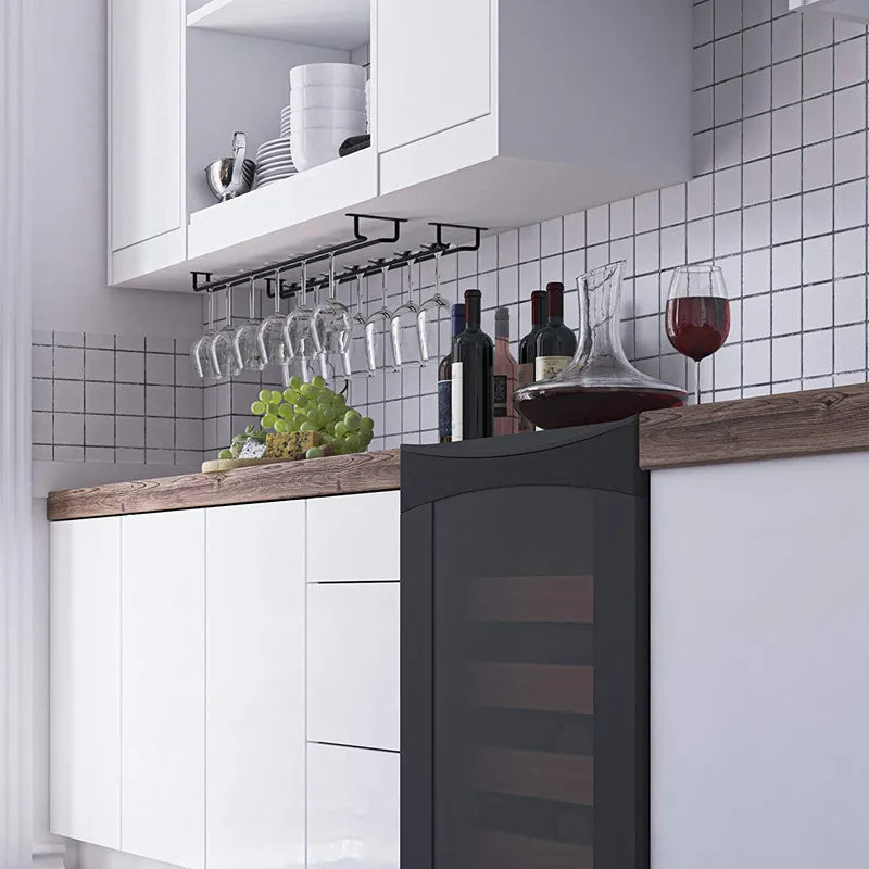 support verre vin noir moderne sous meuble transparent kitchen hanging holder minimalistemaximum fourteen words