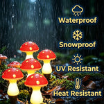 lampe solaire led champignon rouge blanche jaune moderne décoration extérieure jardin patio chemin ip65