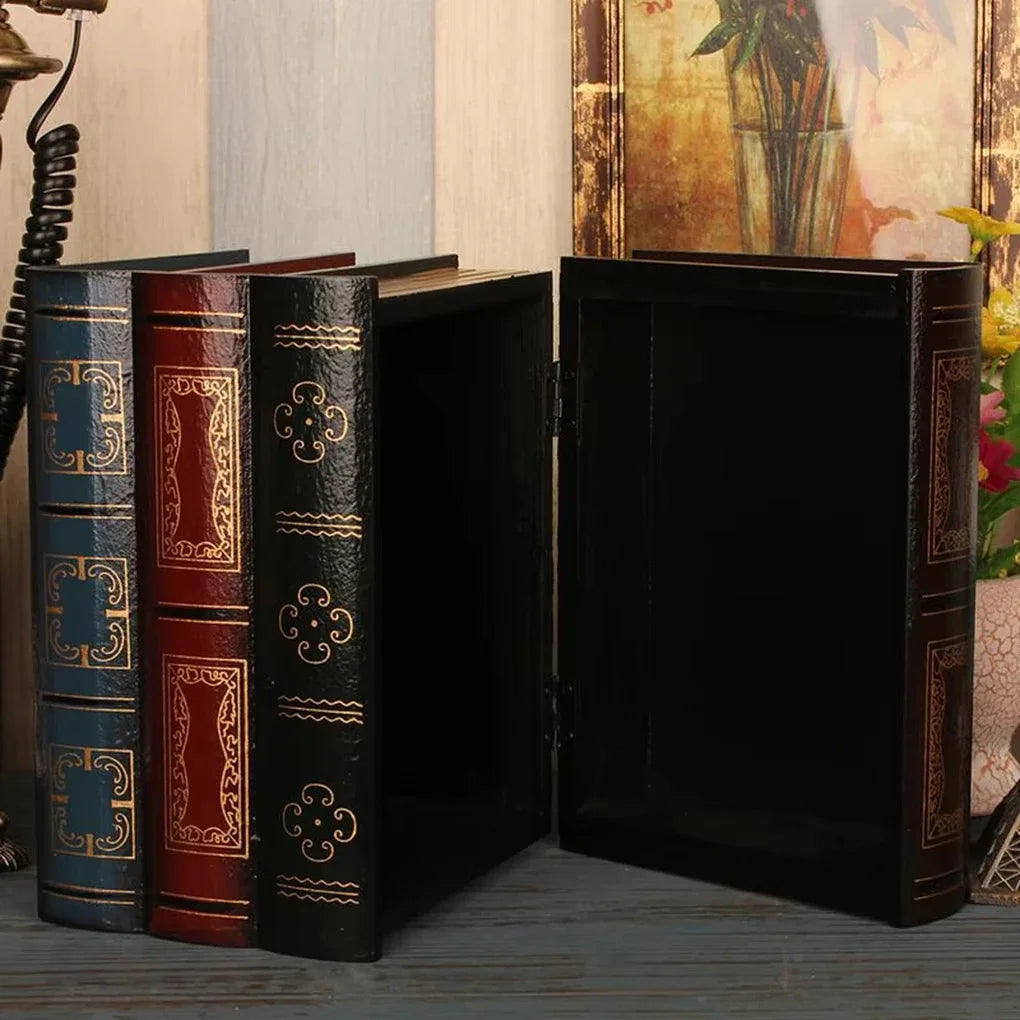 boîtes rangement vintage ornements livre décorative réutilisables ornement doré motifs géométriques
