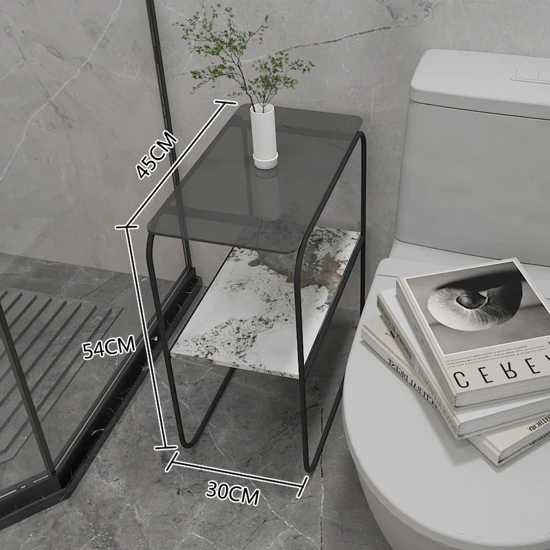 table salle bain moderne métal blanc texture grille gris marbre