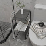 table salle bain moderne métal blanc texture grille gris marbre