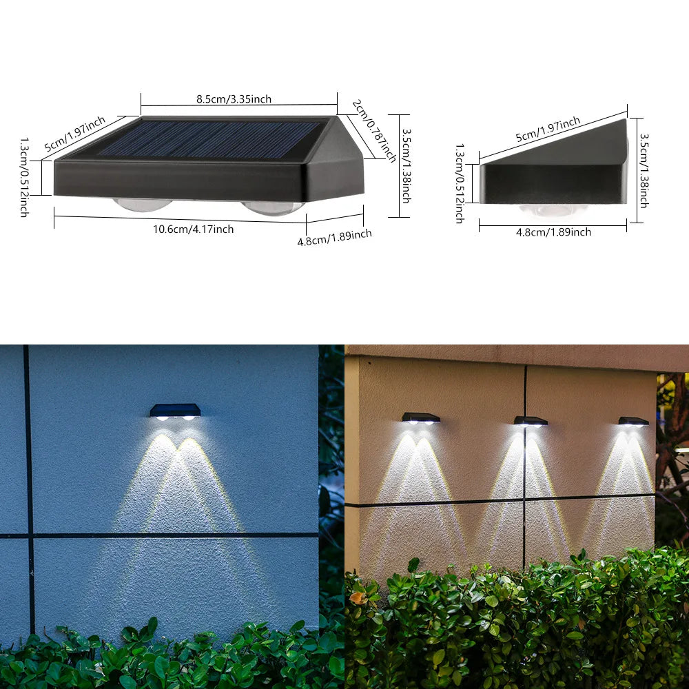 lumière solaire murale autoinstallation extérieure étanche noir blanche moderne led fluxfaible