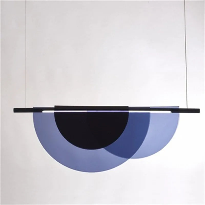 lustres led suspension contemporaine noir blanc bleu géométrique opaques chambre villa bar