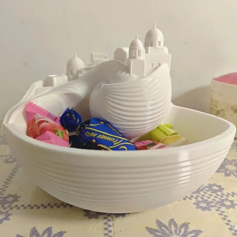 boîte rangement moderne blanche bijoux clés décoration santorin dôme bleu minimaliste