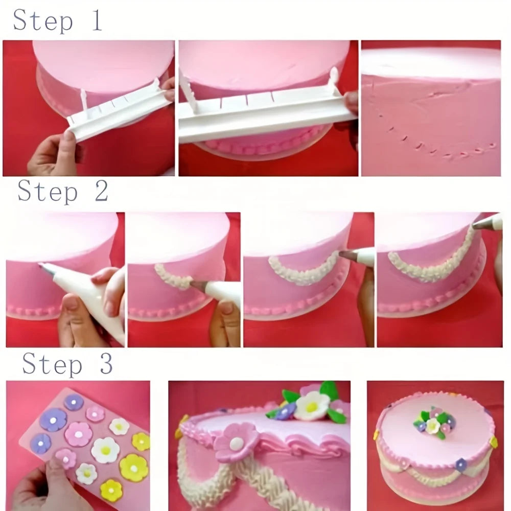 outil décoration gâteau blanc dentelé pratique mesure cuisson Sugarcraft graduée gâteau pâtisserie artculinaire