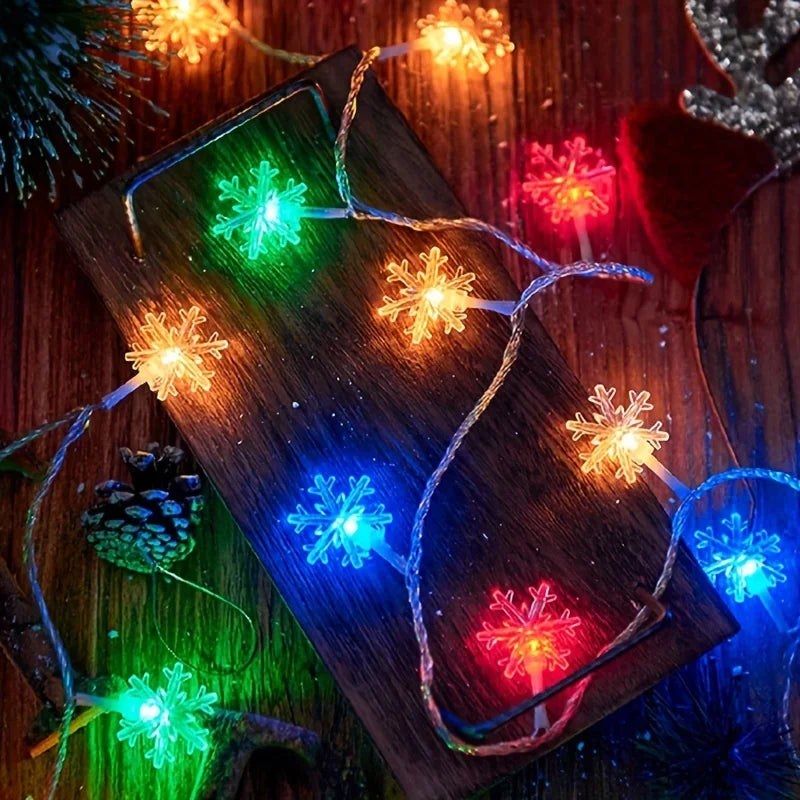 guirlande lumineuse festive flocons neige couleur blanc rouge vert bleu occasion noël anniversaire mariage