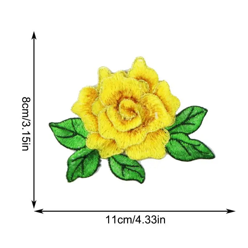 broderies 3d fleurs roses pivoines adhésif transparents motifs floraux couleurs bleues vertes rouges jaunes