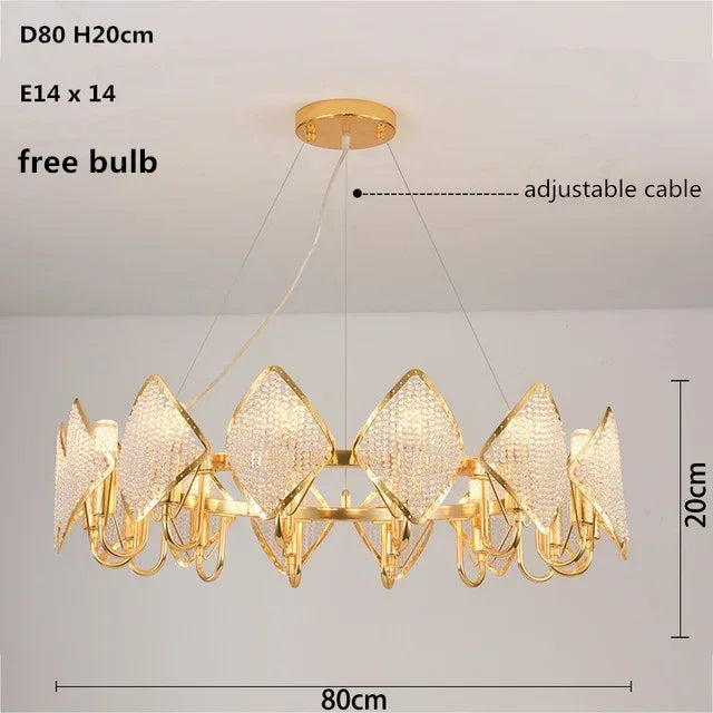 lustre moderne doré diamantées transparent salon led élégant chambre suspension