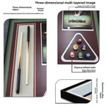 peinture physique 3d queue billard boules vert noir blanc doré moderne cadre aluminium traditionnelle