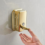distributeur savon liquide mains acier inoxydable motifs floraux moderne salle bains argent noir doré