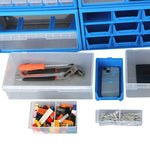 boîte rangement modulaire bleu noire transparentes pratiques moderne outils lego clous