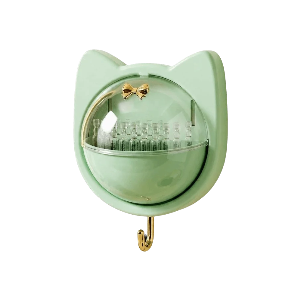 porte bougies mural tête chat couvercle transparent crochets métalliques moderne vert rose pastel