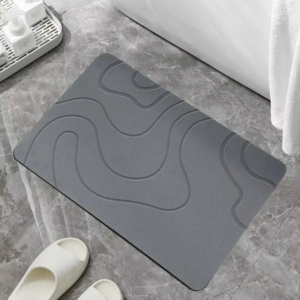 tapis bain antidérapant gris foncé vert moderne 40x60cm ondulé relief absorbant