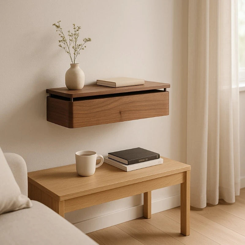 boîte papier toilette bois marron grain naturel moderne minimaliste fixation murale sans trou nécessaire