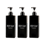 shampooing conditionneur savon main bouteille rechargeable pompe pression noir blanc bleu brun minimaliste