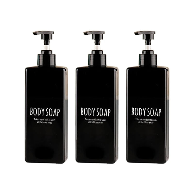 shampooing conditionneur savon main bouteille rechargeable pompe pression noir blanc bleu brun minimaliste