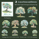 autocollants transparents fleurs colorées arbre feuilles vertes scrapbooking journal intime 10 pièces multicolore