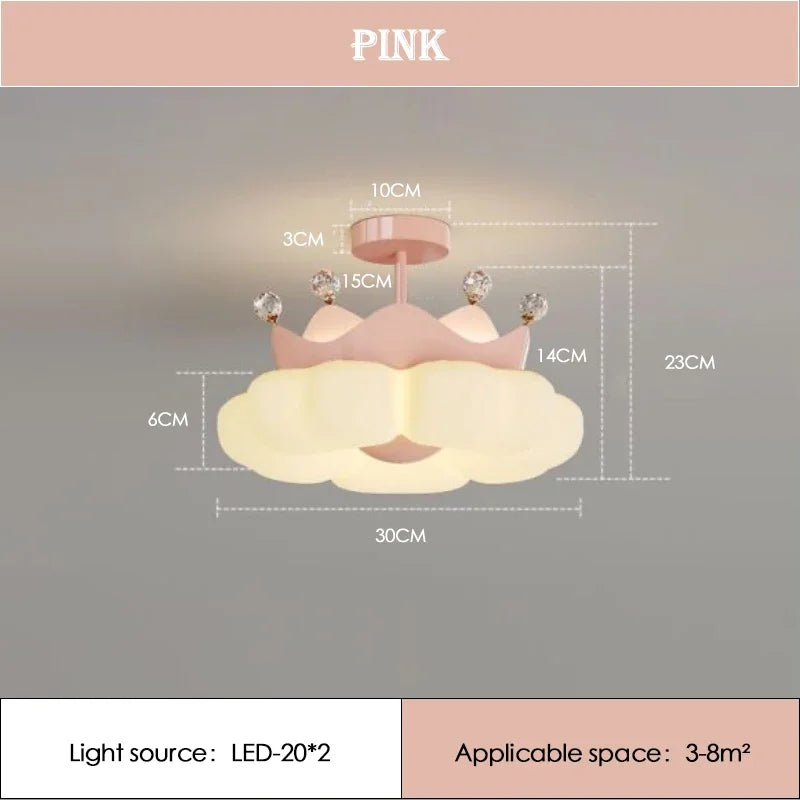 lampe suspendue moderne nuage blanche rose pâle brillante chaînes led minimaliste chambre enfant filles
